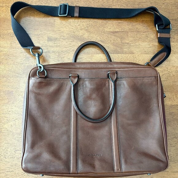 Coach Cognac Brown Leather Computer Bag/Briefcase - Picture 1 of 7